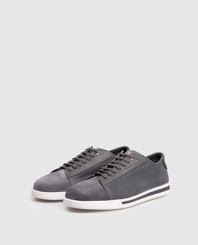 Stefano Ricci Серые замшевые кроссовки с монограммой логотипа UV33G5282SDPWY