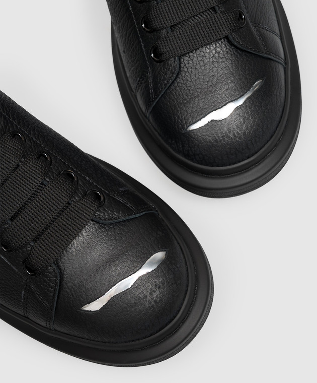 Alexander McQueen Черные кожаные кроссовки Oversized A0069MWHAF4 изображение 5