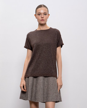 Brunello Cucinelli Коричневий топ з кашеміром та шовком з люрексом M41810000