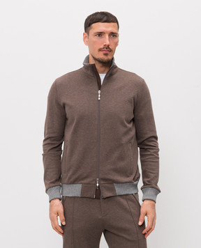 Doriani Cashmere Коричнева спортивна куртка з контрастними манжетами 846J29LUNJ29CO