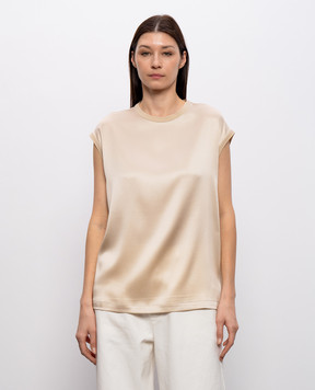 Brunello Cucinelli Бежевий топ із шовку MPC59EH500