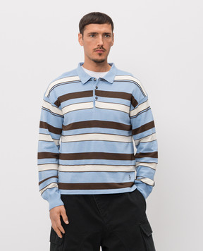 JW Anderson Блакитне поло з вовною в смужку KW1521YN0457