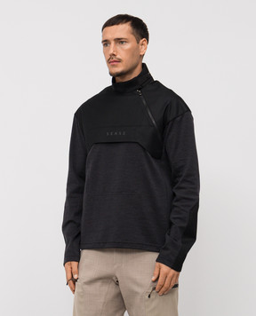 Sease Серая толстовка с шерстью и принтом логотипа WT039TJ073