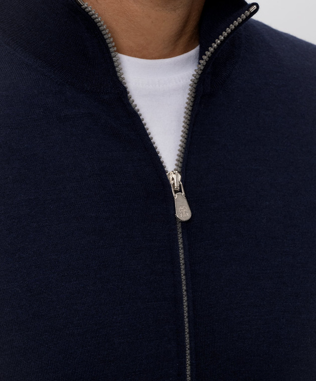 Brunello Cucinelli Кардиган синий из шерсти и кашемира M2400106 изображение 5