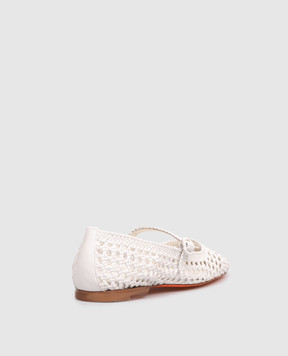 Santoni Белые кожаные плетеные балетки WAMA72160HA1SARX