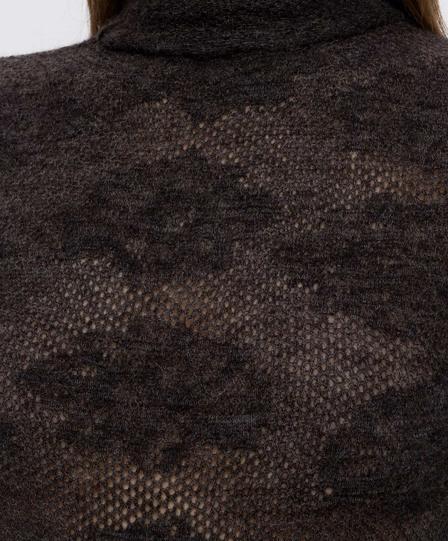 Brunello Cucinelli Темно-коричневый топ в узоре MFR491704P изображение 5