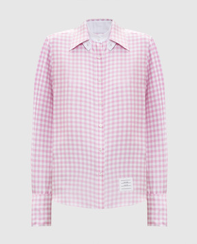 Thom Browne Рожева сорочка із шовку в клітинку FLR016CF1040