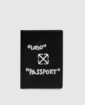 Off-White Чорна шкіряна обкладинка на паспорт OWWNC07F26LT01