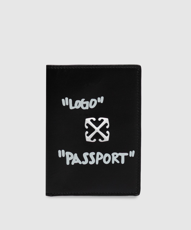 Off-White Чорна шкіряна обкладинка на паспорт OWWNC07F26LT01