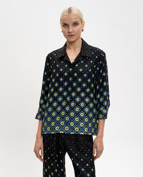 Casablanca Чорна блуза Degrade Monogram із шовку WSP26SH21201EXBC