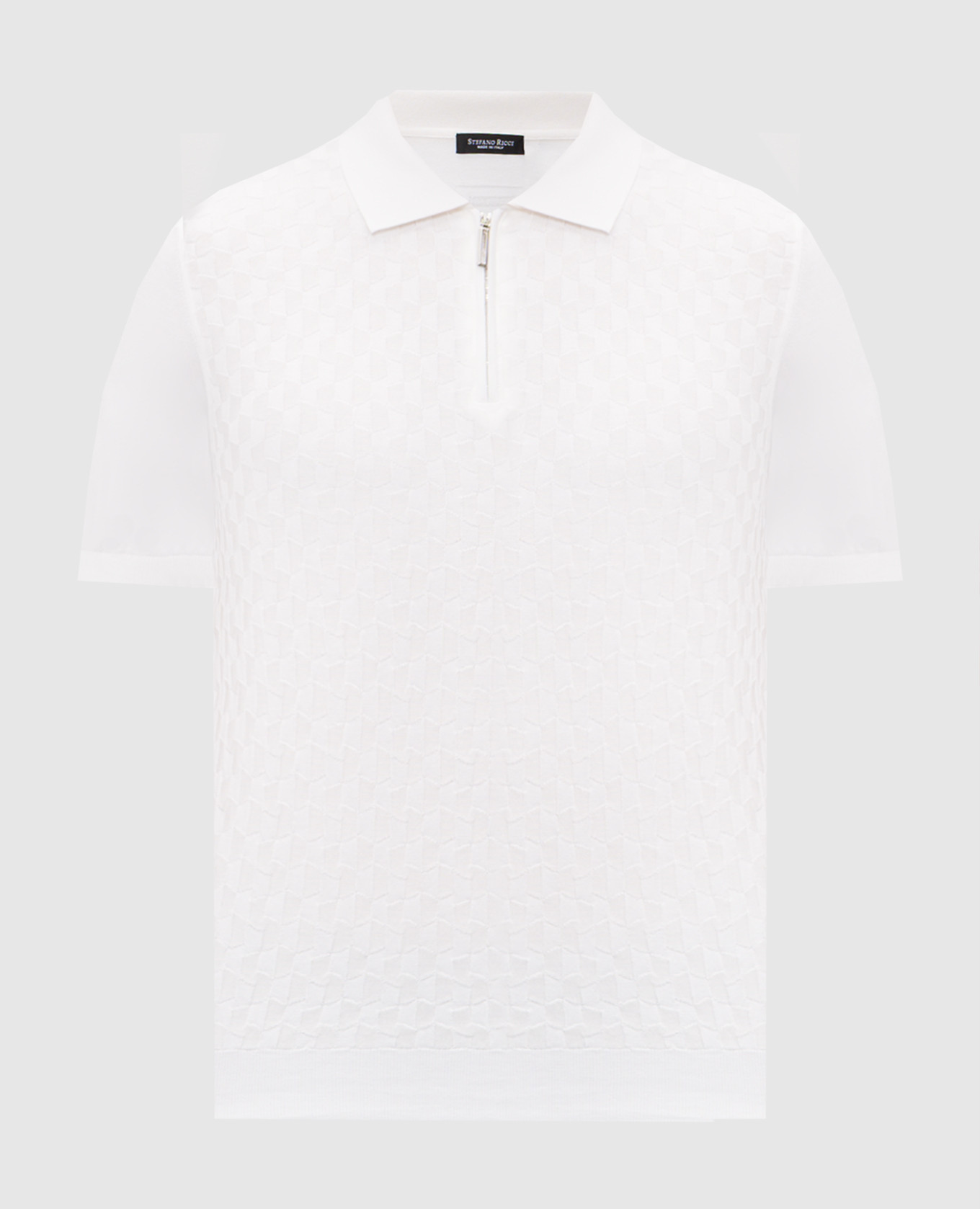 Белое поло с шелком в узор