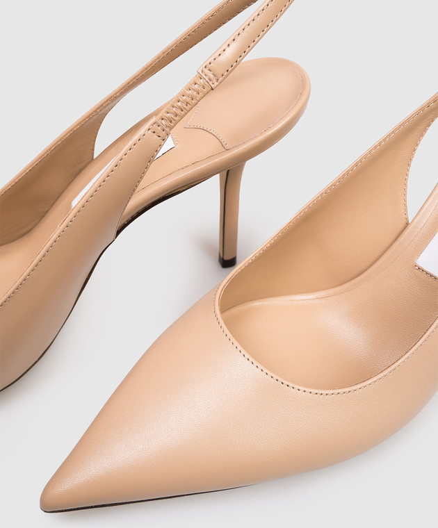 Jimmy Choo Бежевые кожаные слингбеки Love LOVESB85CLF изображение 5