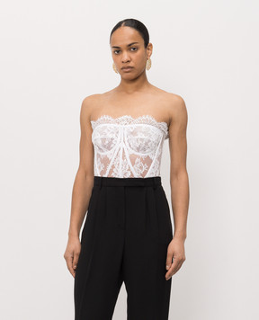 Dolce&Gabbana Білий корсетний топ з мережива F72X4THLMQJ