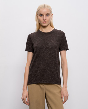 The Row Коричневая меланжевая футболка Niari из кашемира, шелка и льна 10684Y876