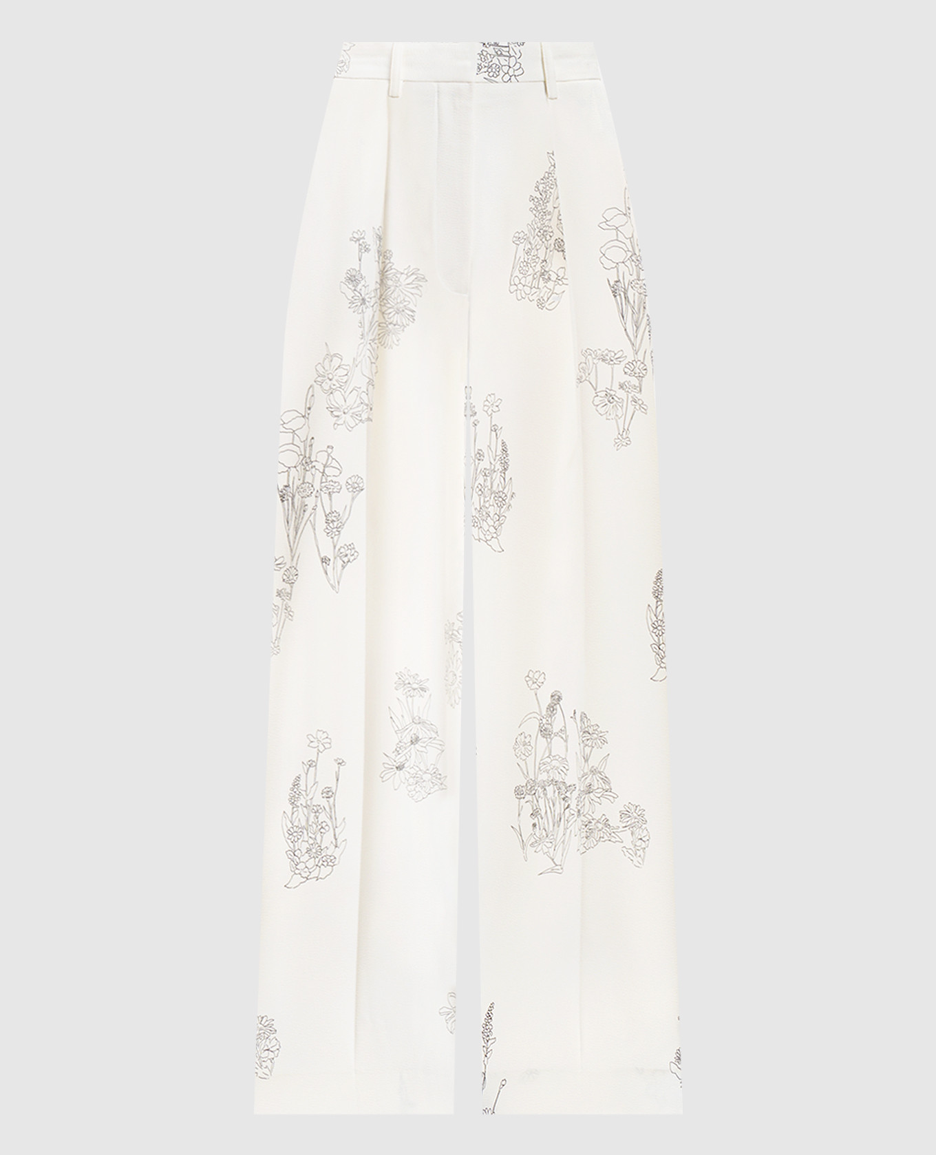 Белые брюки в цветочный принт