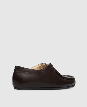 Jil Sander Коричневі шкіряні дербі на хутрі J15ZJ0035P7819