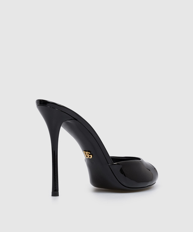 Dolce&Gabbana Черные кожаные лакированные мюли Keira CR2011A1471 изображение 3