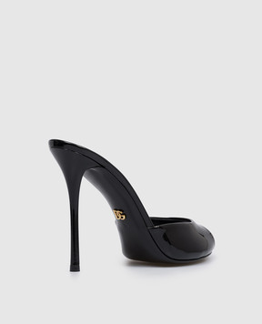 Dolce&Gabbana Чорні шкіряні лаковані мюлі Keira CR2011A1471