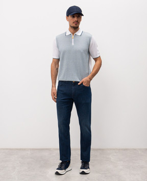 Stefano Ricci Біле поло з шовком у візерунок K212035P31F26191