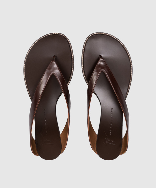 Giuseppe Zanotti Коричневі шкіряні шльопанці Nour E600046 зображення 4