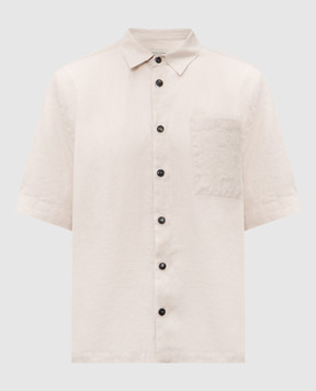 Cashmere&Whiskey Бежевая рубашка из льна с короткими рукавами 0335900656