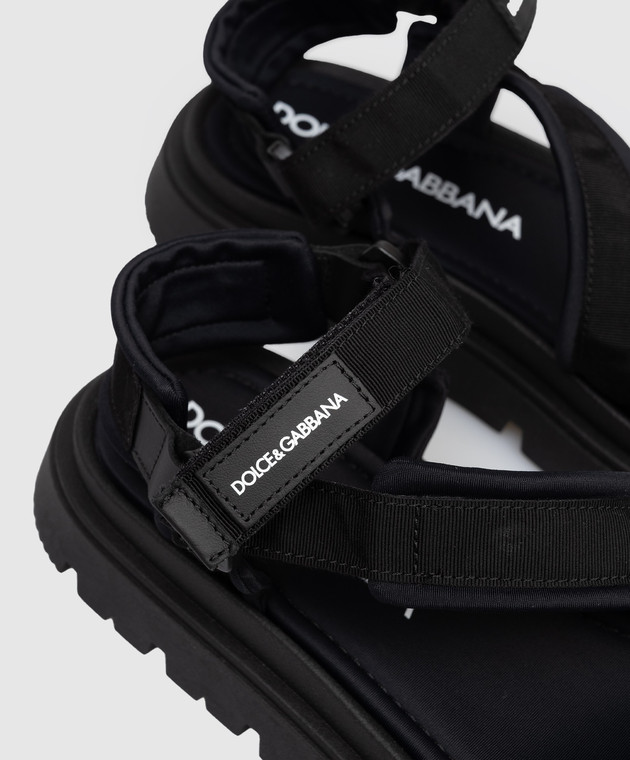 Dolce&Gabbana Детские черные сандалии с нашивкой логотипа DA5350A55552836 изображение 5