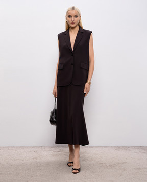 Agnona Коричнева спідниця міді із шовком TG0910XU5074