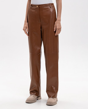 Max Mara Коричневые кожаные брюки LEGNO MSTLEGNO