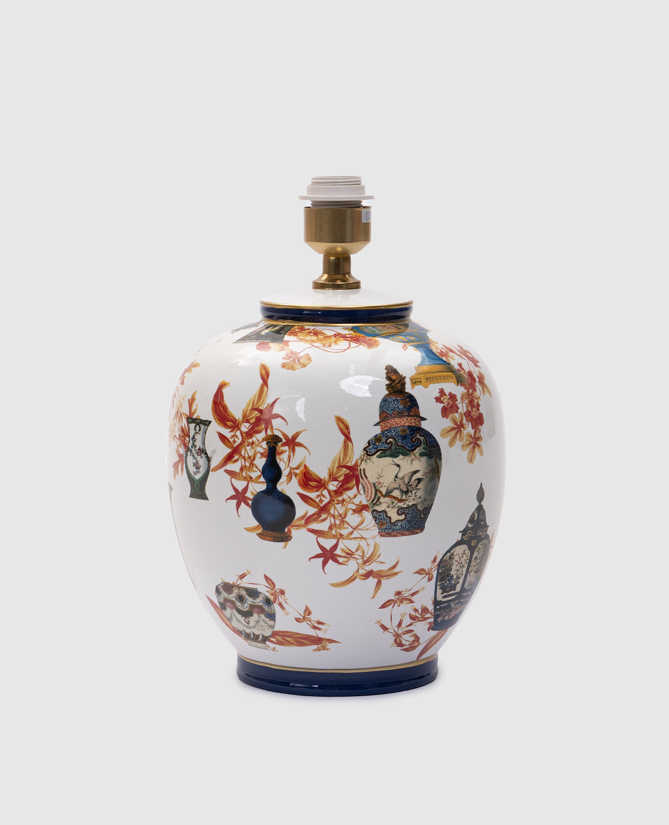 

Белая настольная лампа с фарфором, Белый, Декор