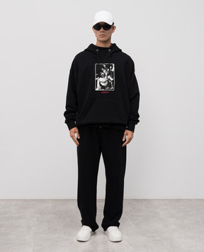 Off-White Чорне худі Cards Painting 44MBB085F5F00Z