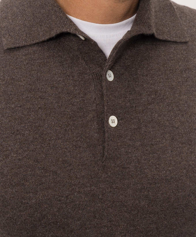 Brunello Cucinelli Коричневе поло з кашеміру M2200295 зображення 5