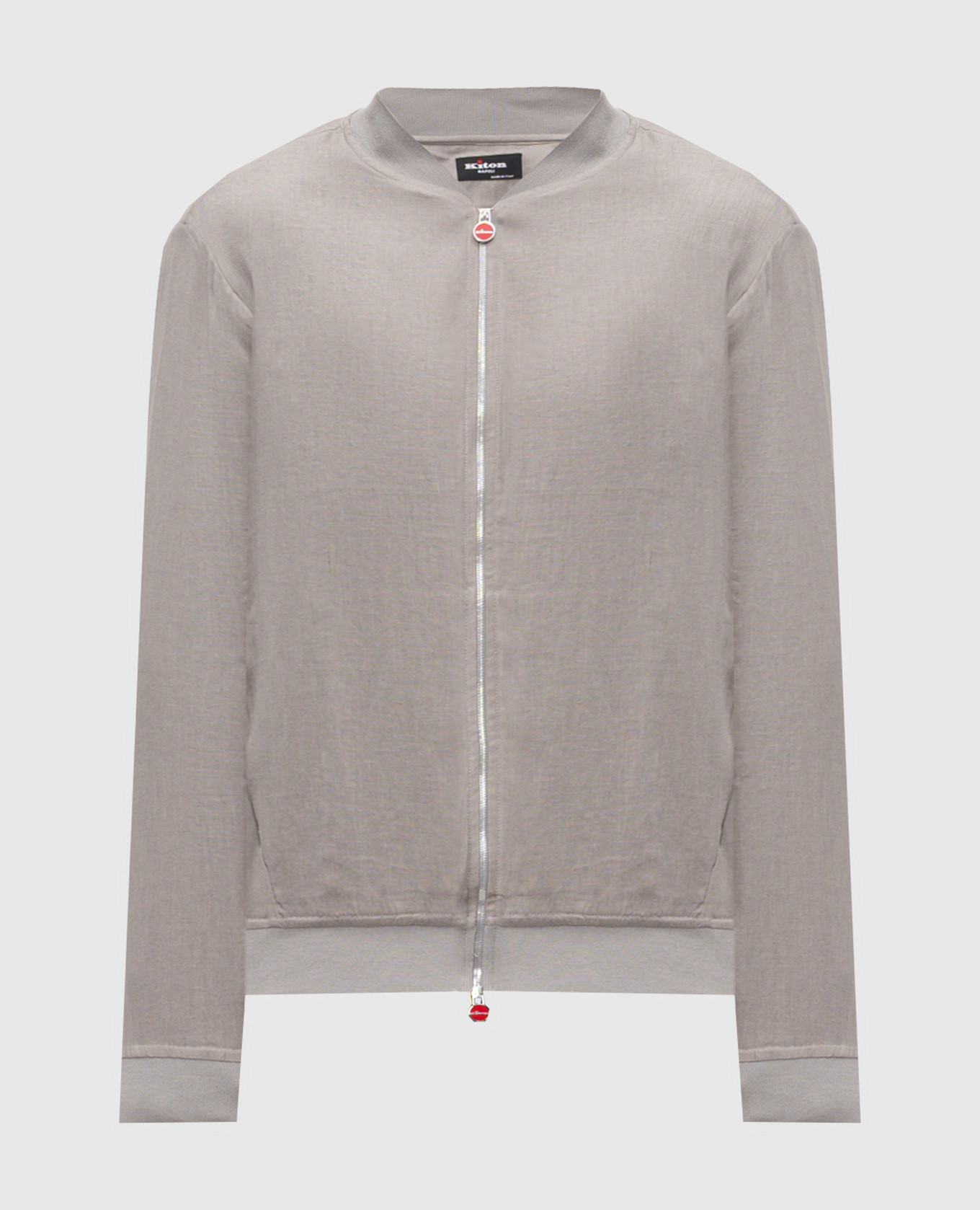 Серый бомбер из льна