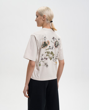Off-White Бежевая футболка с принтом Arrow Leaves 2AA124S26JER001