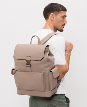 Stefano Ricci Бежевий шкіряний рюкзак з фактурним логотипом ND251G9UVDVH