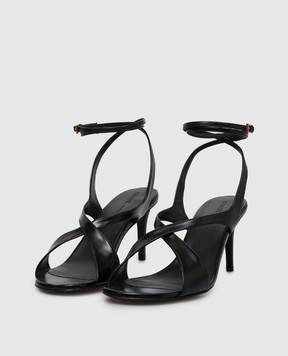 Khaite Чорні шкіряні глянцеві босоніжки Liria F3100943