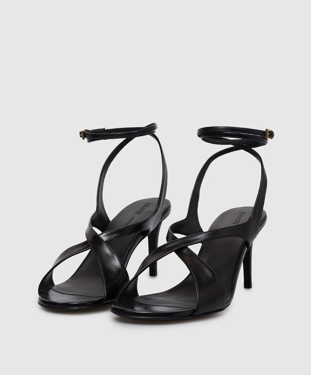 Khaite Черные кожаные глянцевые босоножки Liria F3100943 изображение 2