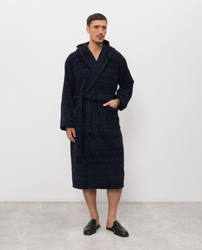 Missoni Home Синій махровий халат Chalk в брендовий візерунок 1D3AC99718