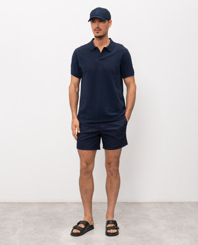 Vilebrequin Синє поло Palatin з вишивкою емблеми PLTH2N00