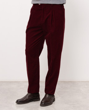 Brunello Cucinelli Бордовые вельветовые брюки с патчем M279D3030F