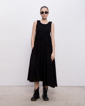 Y`S Yamamoto Черное платье с оборкой YKD14802