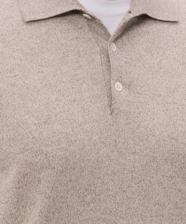 Brunello Cucinelli Бежеве поло з кашеміру MQS00295 зображення 5