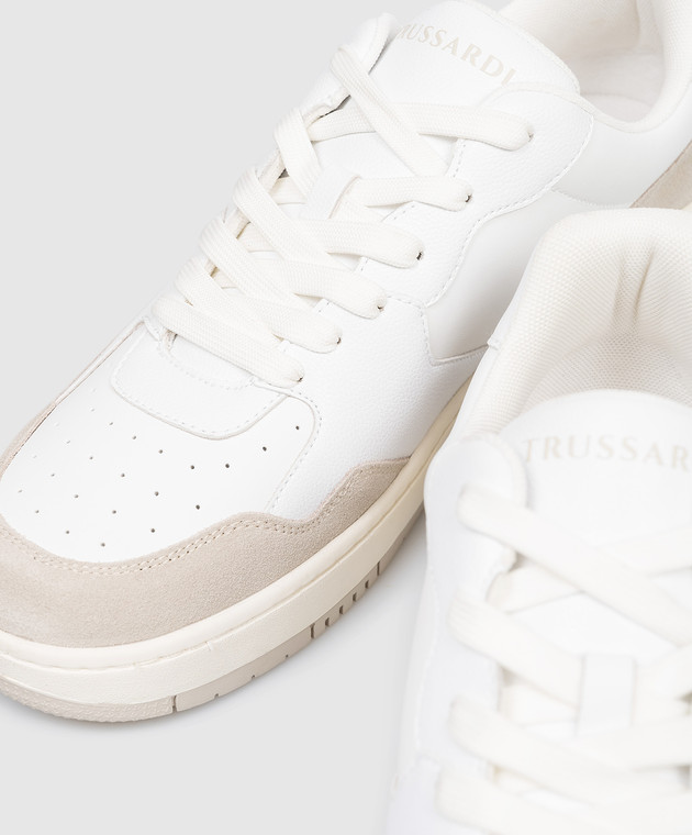 Trussardi Белые кожаные кроссовки Greyhound N032S001057NMNS02L72 изображение 5