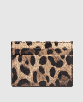 Dolce&Gabbana Бежевый кожаный картхолдер в анималистичный принт BI0330AX566