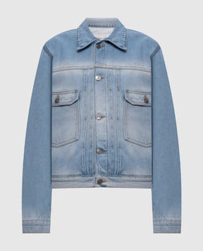 Victoria Beckham Блакитна джинсова куртка з патчем логотипа 1126DJK007017A