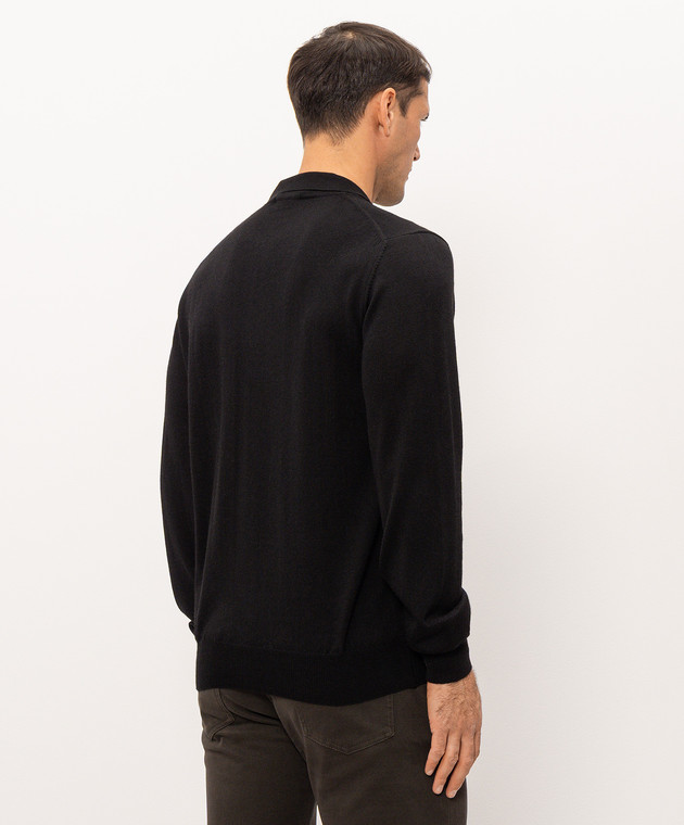 Cashmere&Whiskey Черное поло из шерсти, шелка и кашемира 474Z изображение 4