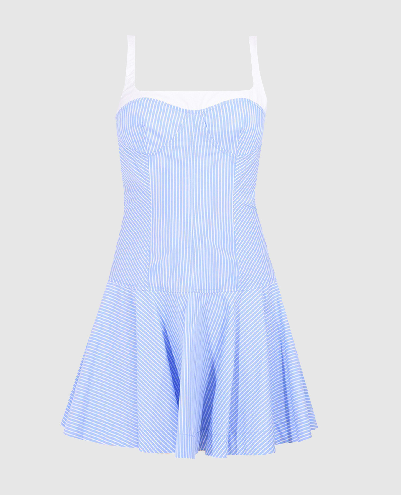 Голубое платье мини в полоску