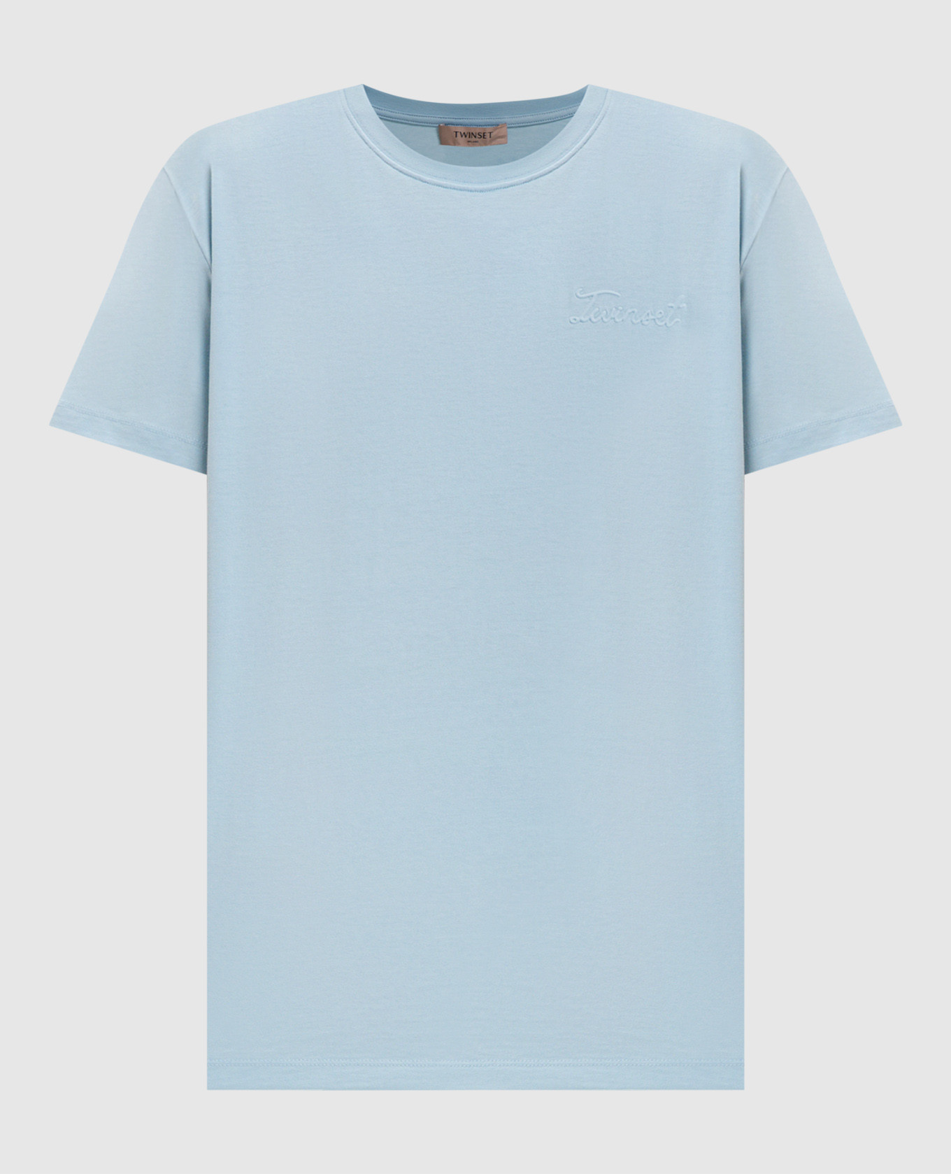 Голубая футболка с фактурным логотипом