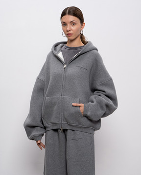 Alexander Wang Сіра утеплена спортивна куртка з кристалами UCC4252074