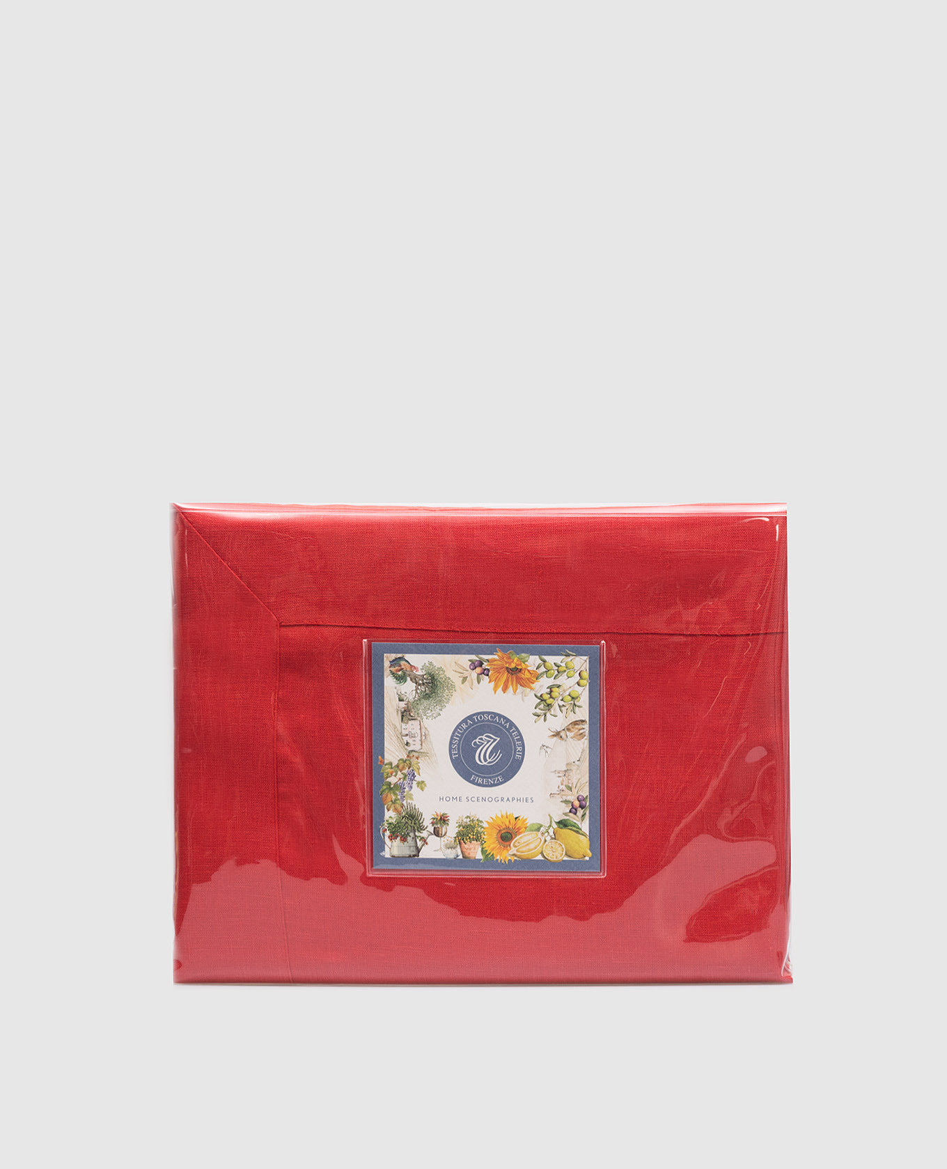 Красный набор из скатерти и салфеток TIZIANO из льна