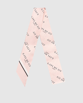 Givenchy Рожева стрічка твіллі із шовку Shadow з логотипом 710010165002